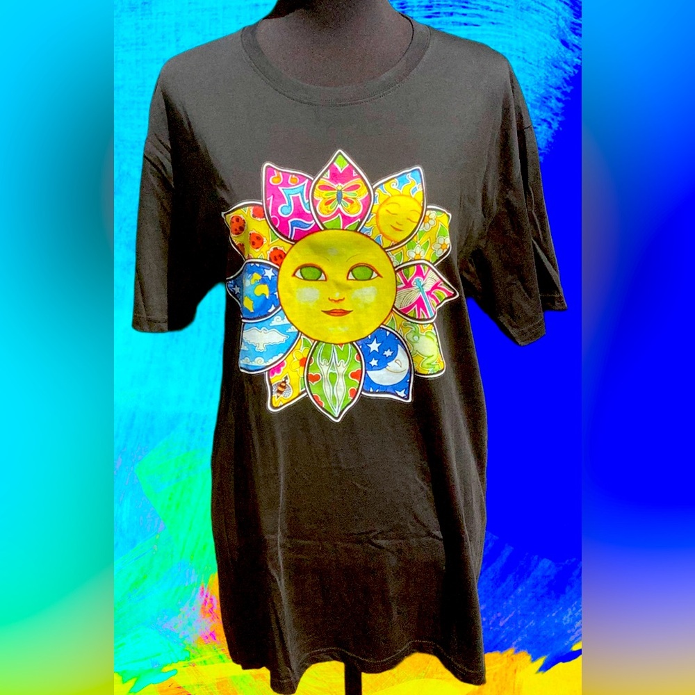 Visual Bliss Co Direct to Garment Colorful Sunflower T-Shirt